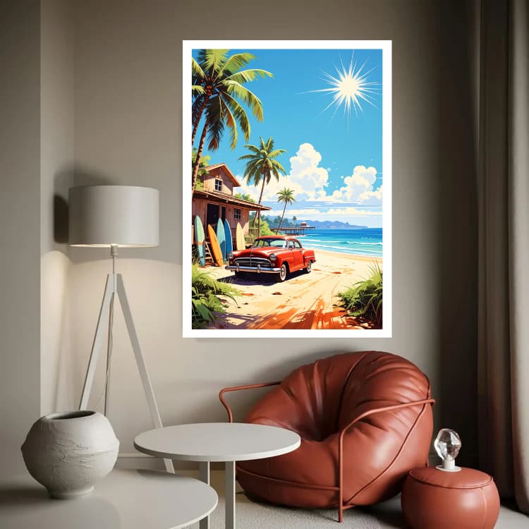 Island Cruiser: The Vintage Beach Escape - Wall Art Canvas WallArtVibes