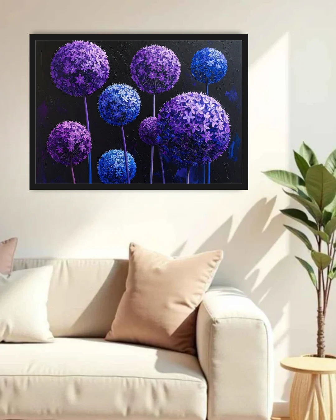 Purple & Blue Floral Spheres – Wall Art Canvas
