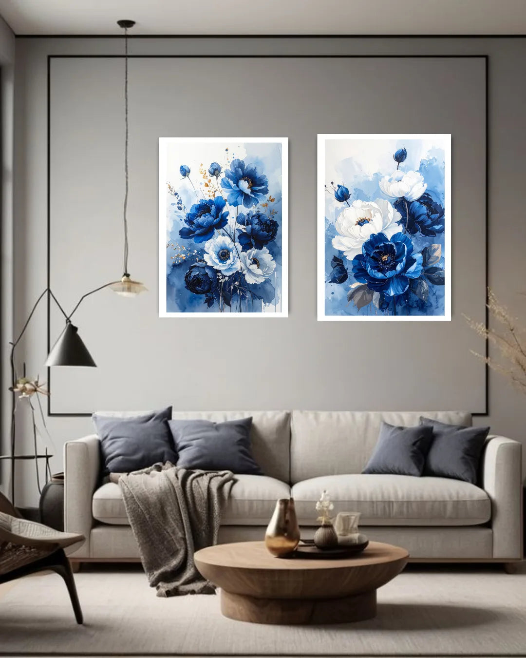 Blue Floral Wall Art Set - Wall Art Canvas WallArtVibes