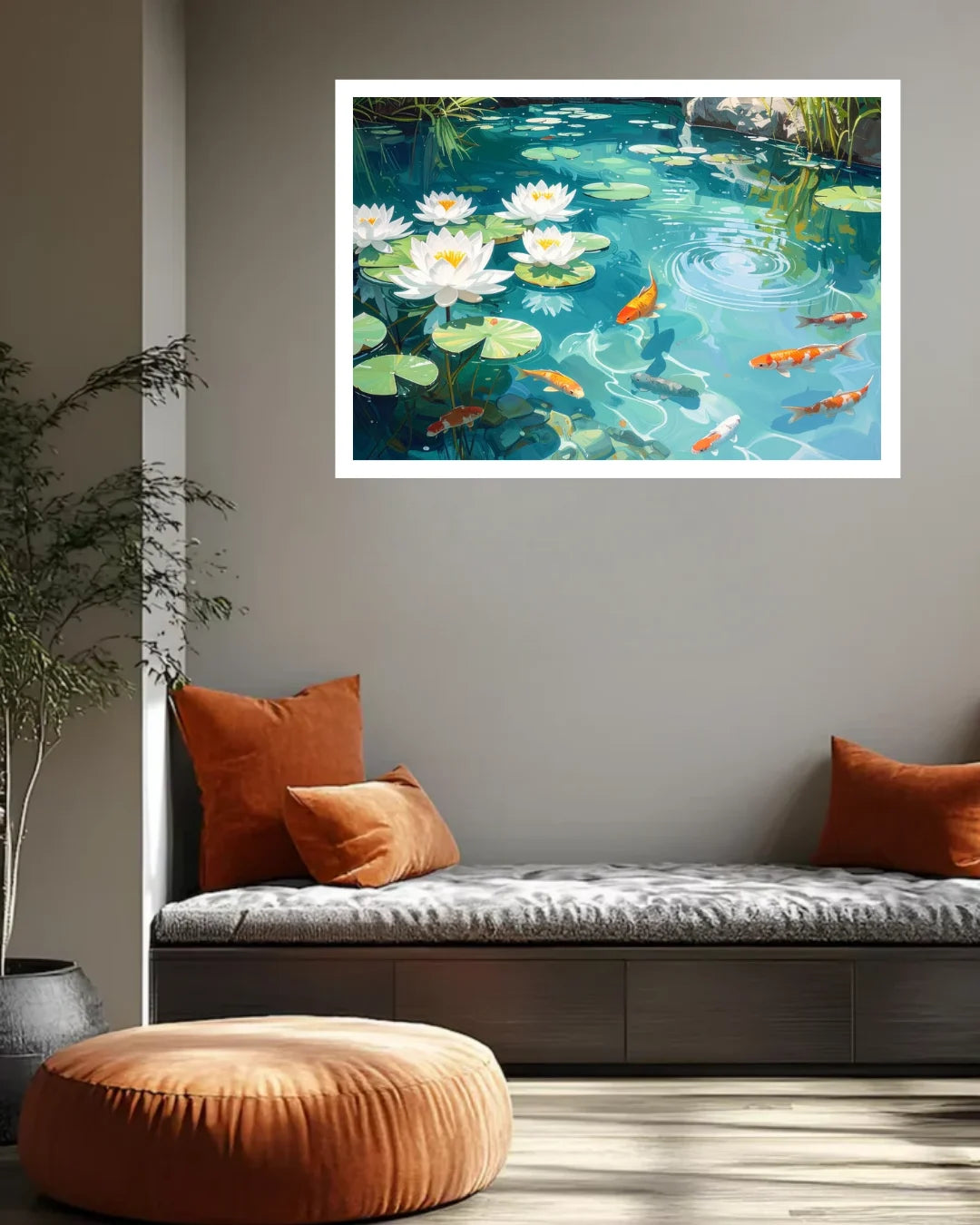 Lotus Pond with Koi Fish – Wall Art Canvas
