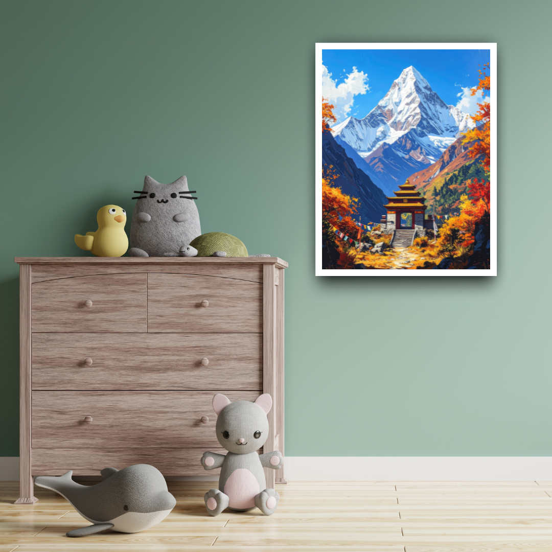 Autumn mountain scenery canvas painting