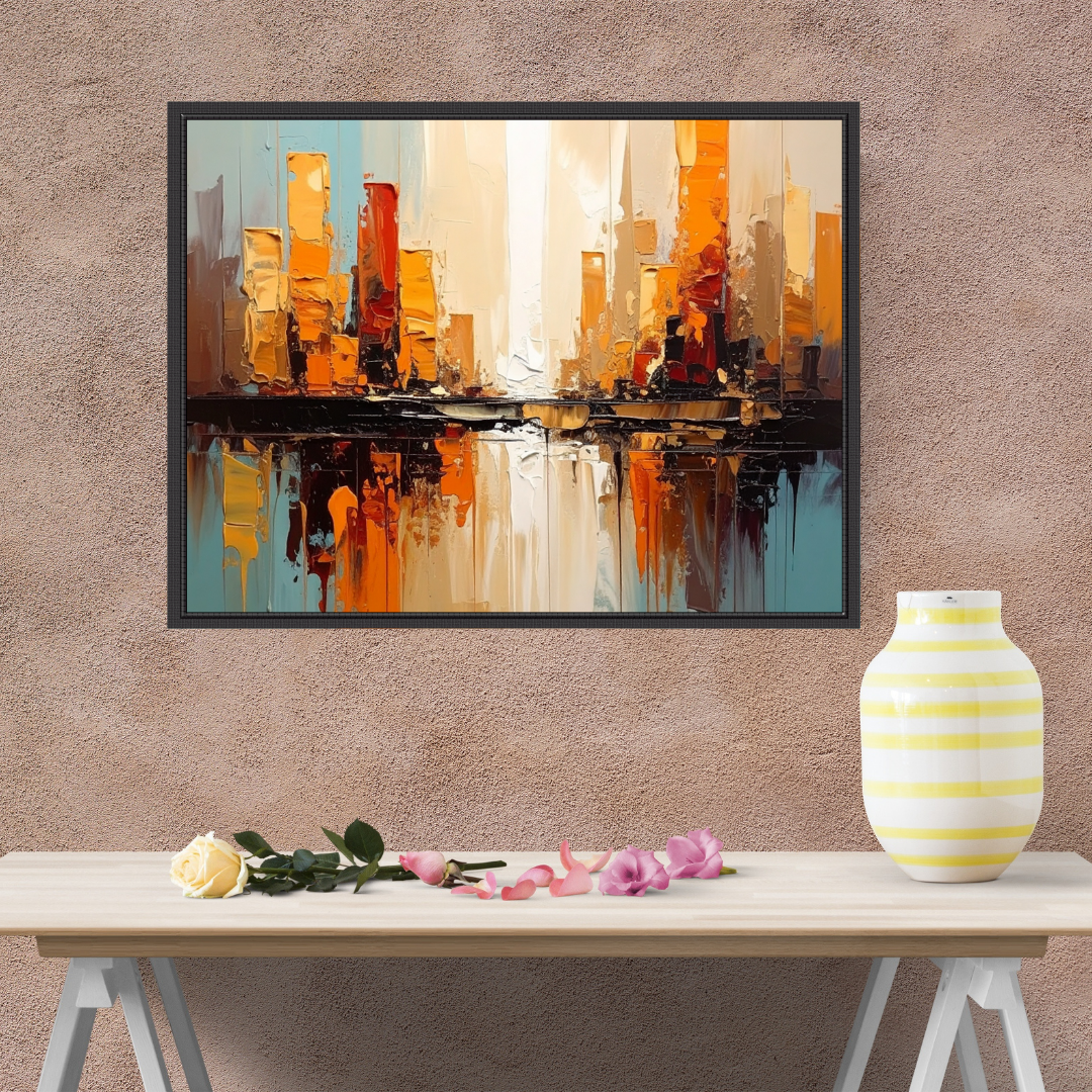 Abstract Cityscape Reflection Art - Premium Canvas Wall Art