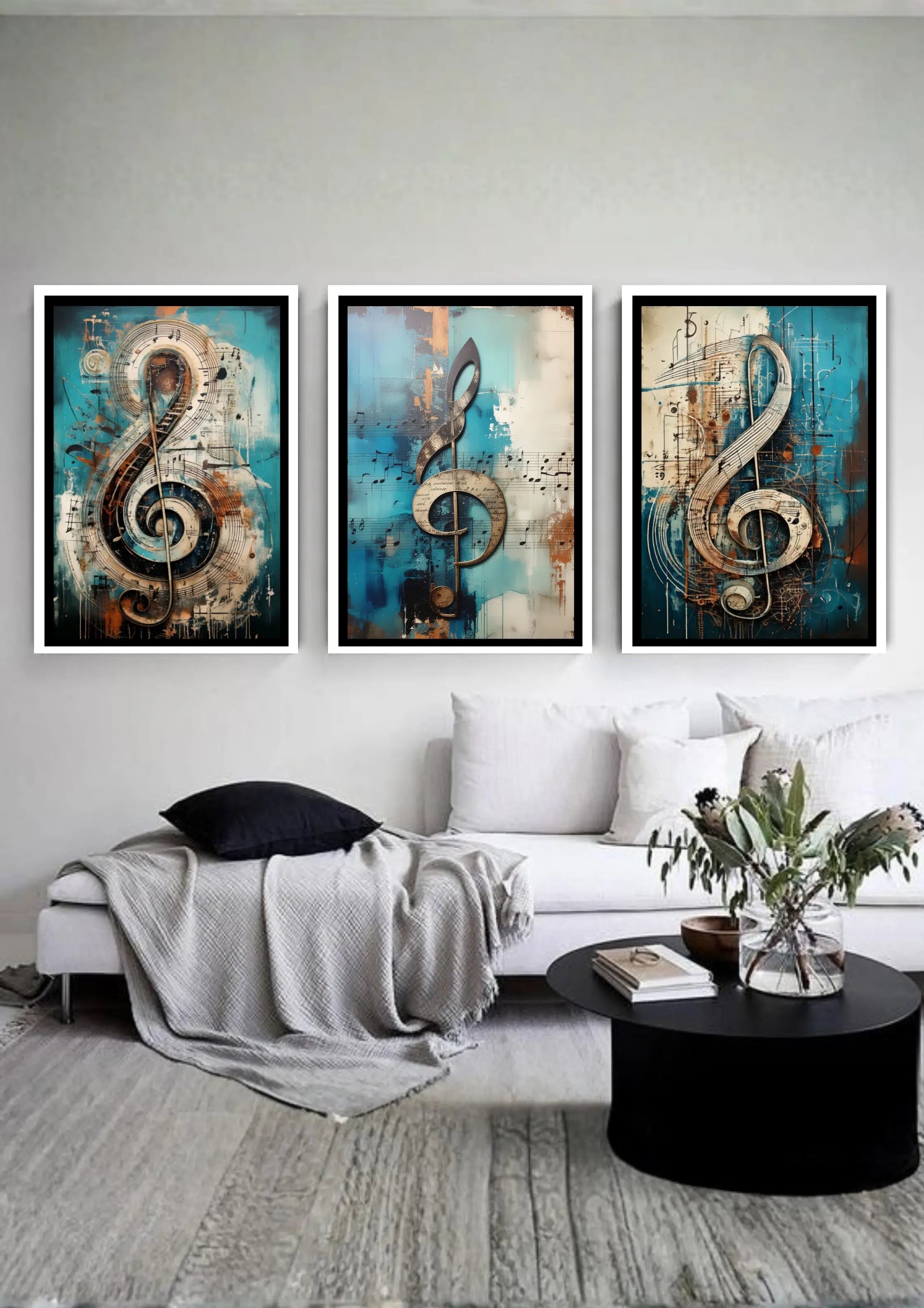 Abstract Musical Notes Canvas Wall Art Set of 3 – Wall Art Canvas