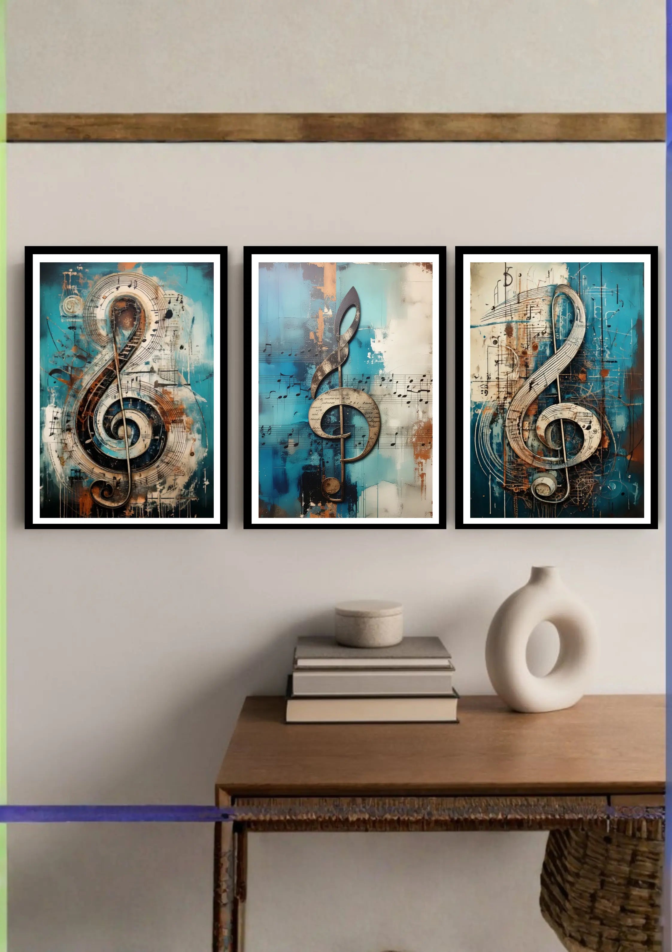 Abstract Musical Notes Canvas Wall Art Set of 3 – Wall Art Canvas