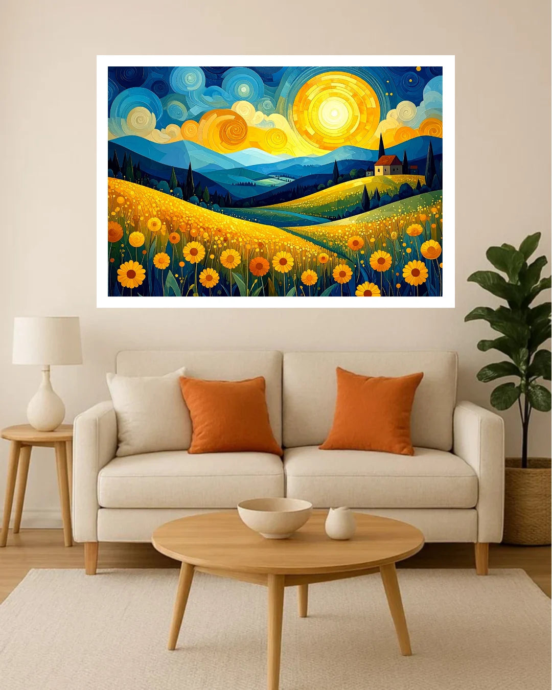 Golden Sunlit Hills Landscape - Wall Art Canvas WallArtVibes