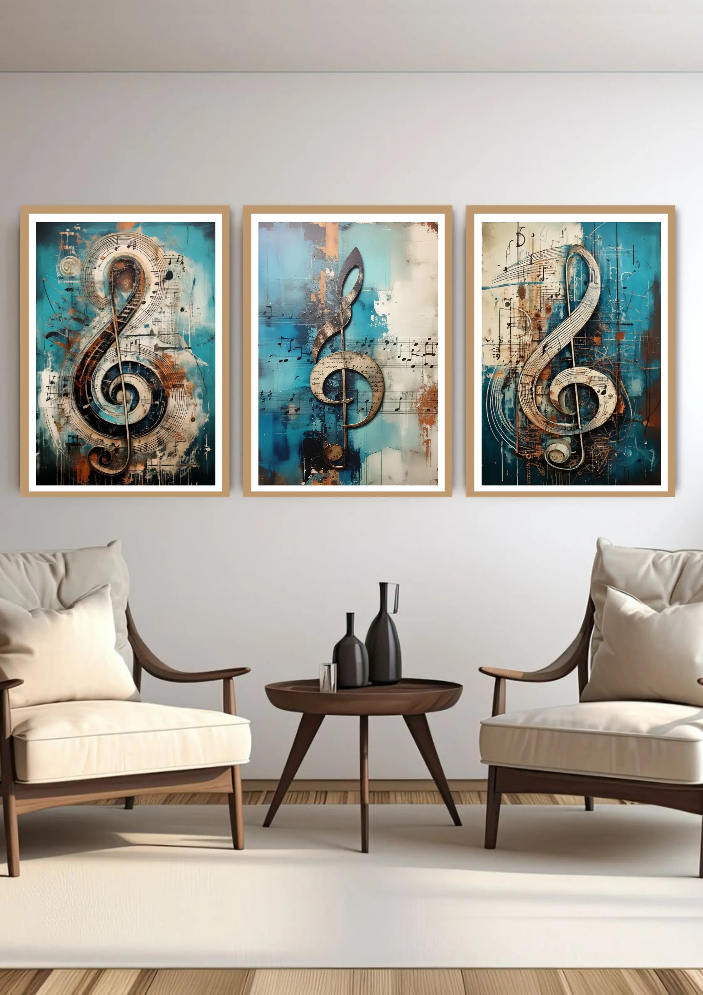 Abstract Musical Notes Canvas Wall Art Set of 3 – Wall Art Canvas