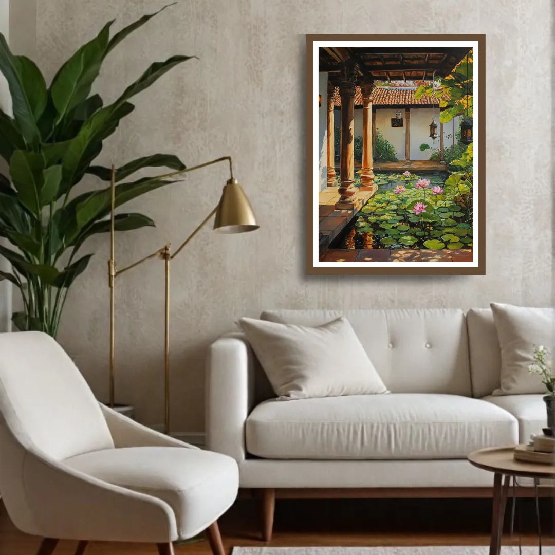 Classic garden pathway canvas wall art