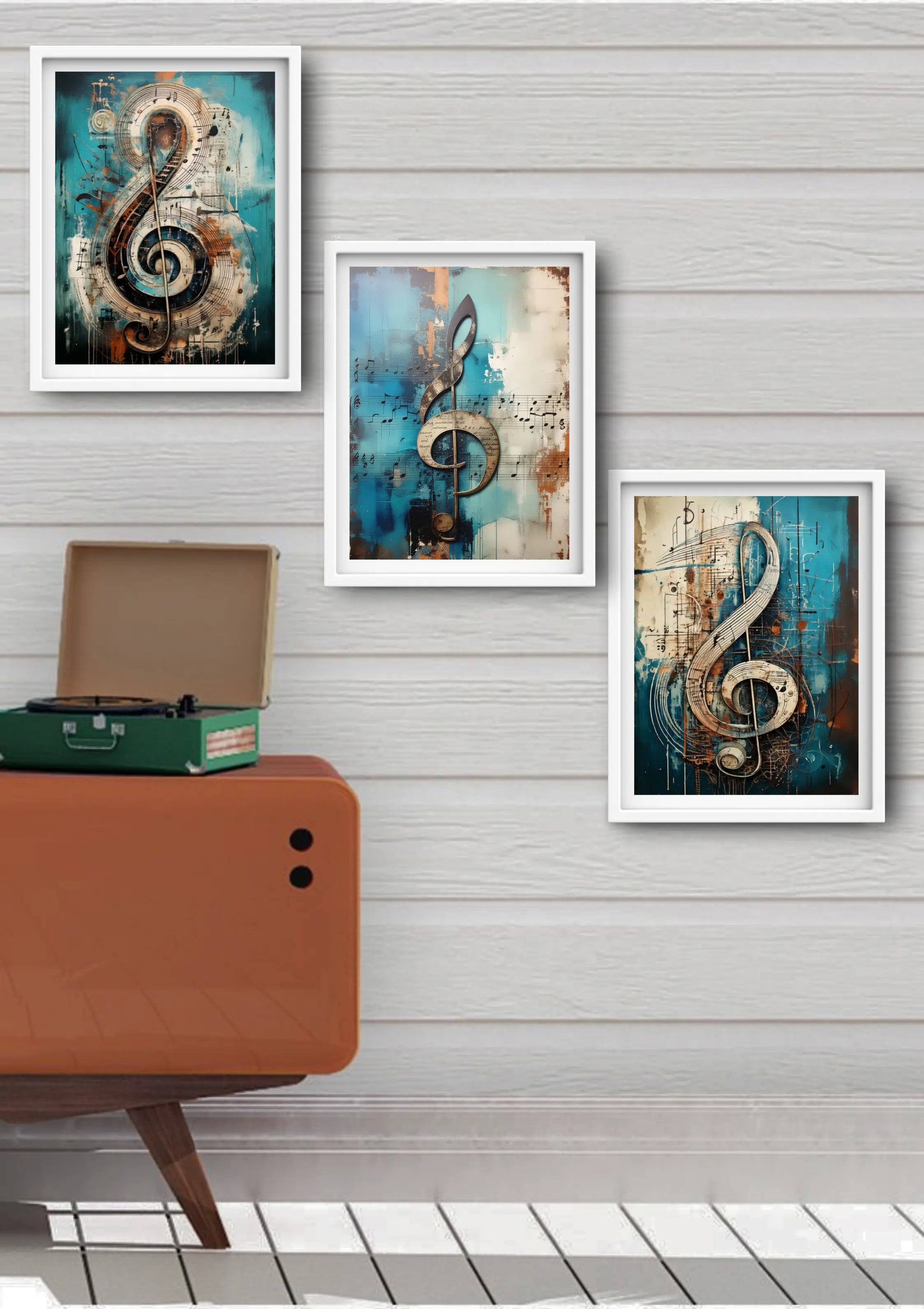 Abstract Musical Notes Canvas Wall Art Set of 3 – Wall Art Canvas
