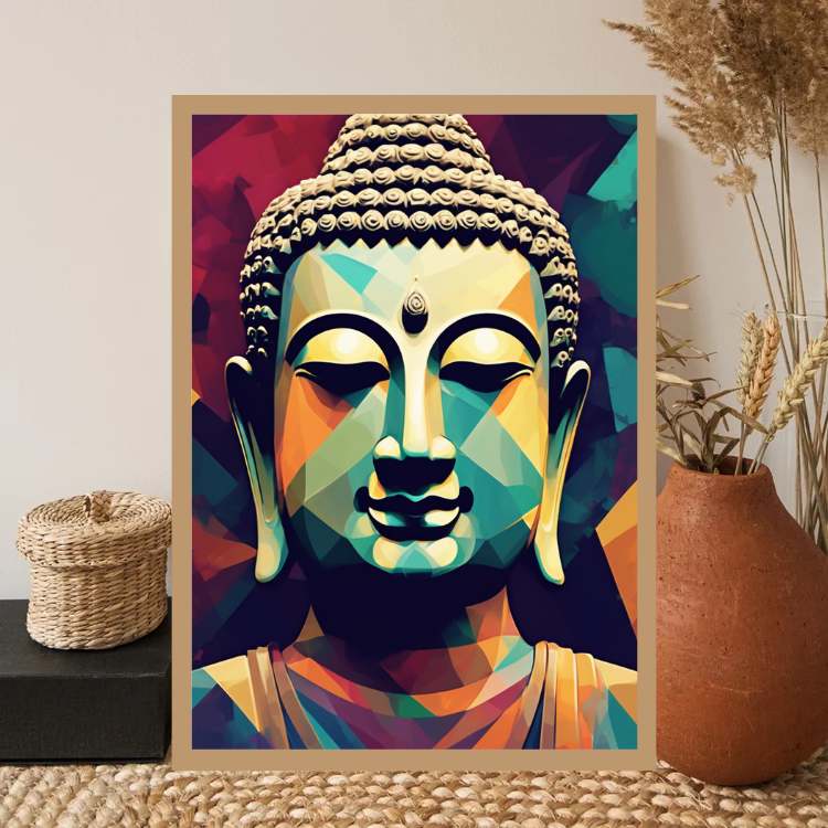 Geometric Meditative Face Pop Art - Wall Art Canvas WallArtVibes