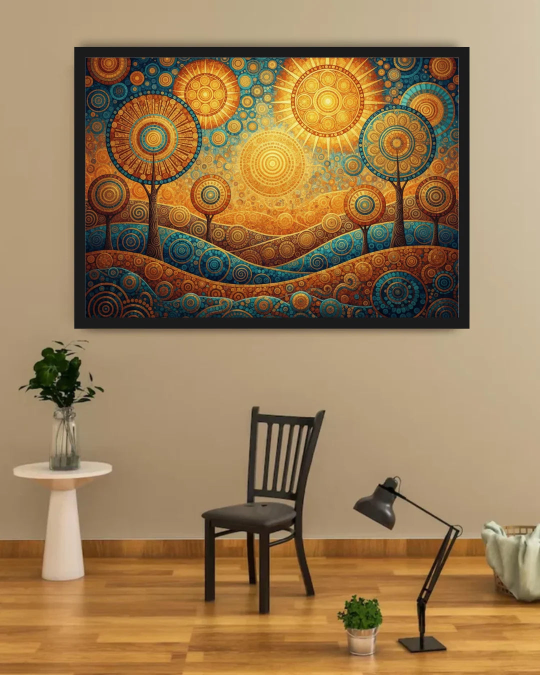 Golden Abstract Landscape Modern - Wall Art Canvas WallArtVibes