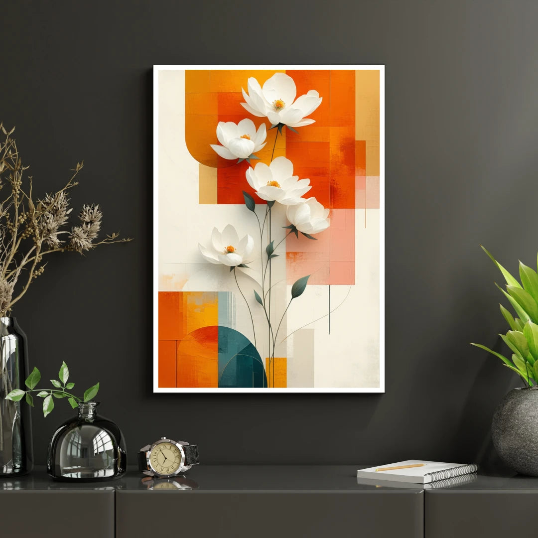 White Cosmos Abstract Canvas Wall Art
