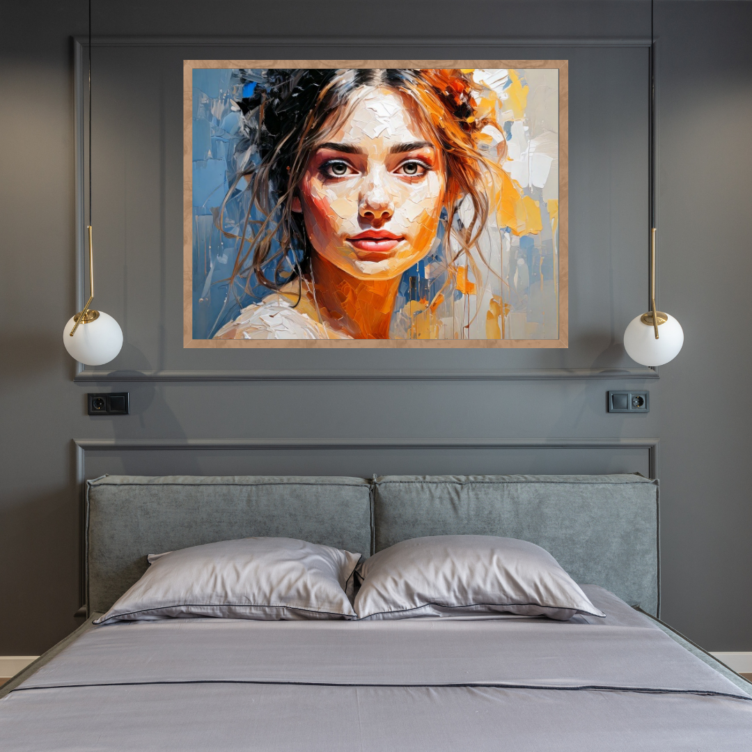 Realistic Woman Portrait Art - Palette Knife Canvas Wall Art