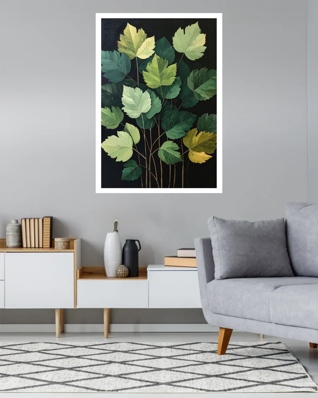 Green & Golden Leaves Botanical Art – Wall Art Canvas