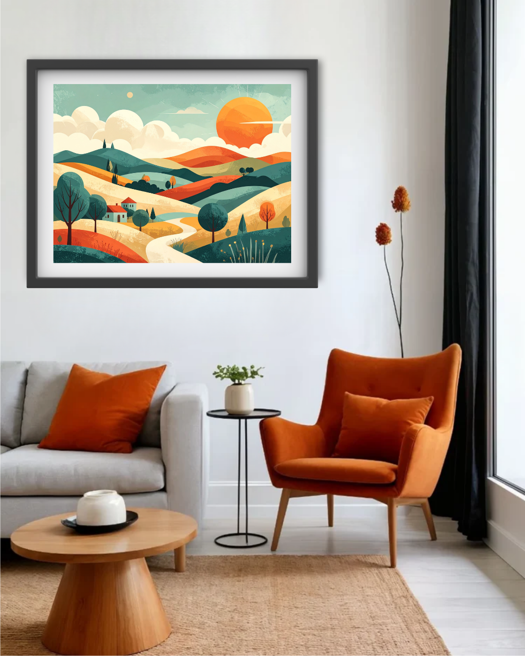 Abstract Modern Landscape Sun - Wall Art Canvas