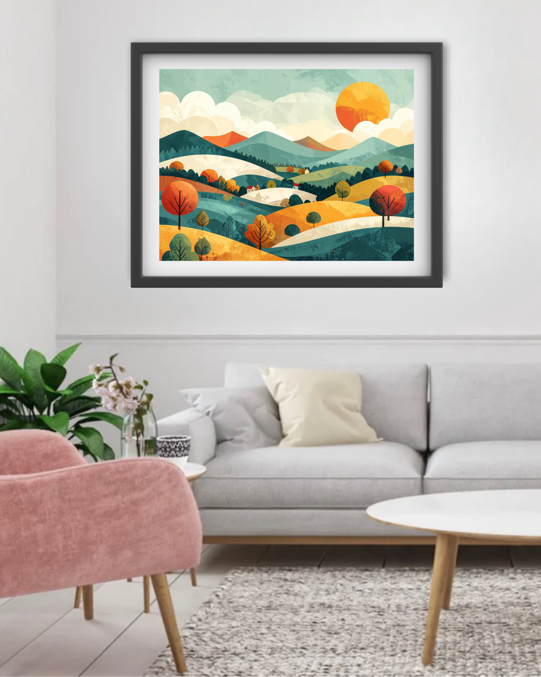 Abstract Rolling Hills Landscape - Wall Art Canvas