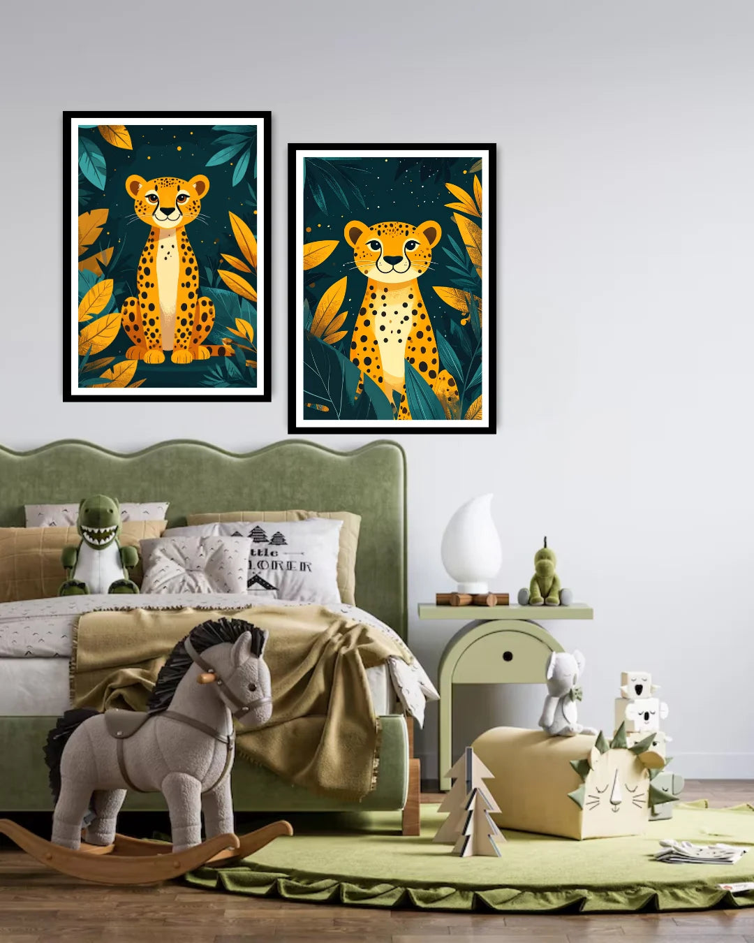Abstract animal canvas wall art set in contemporary room