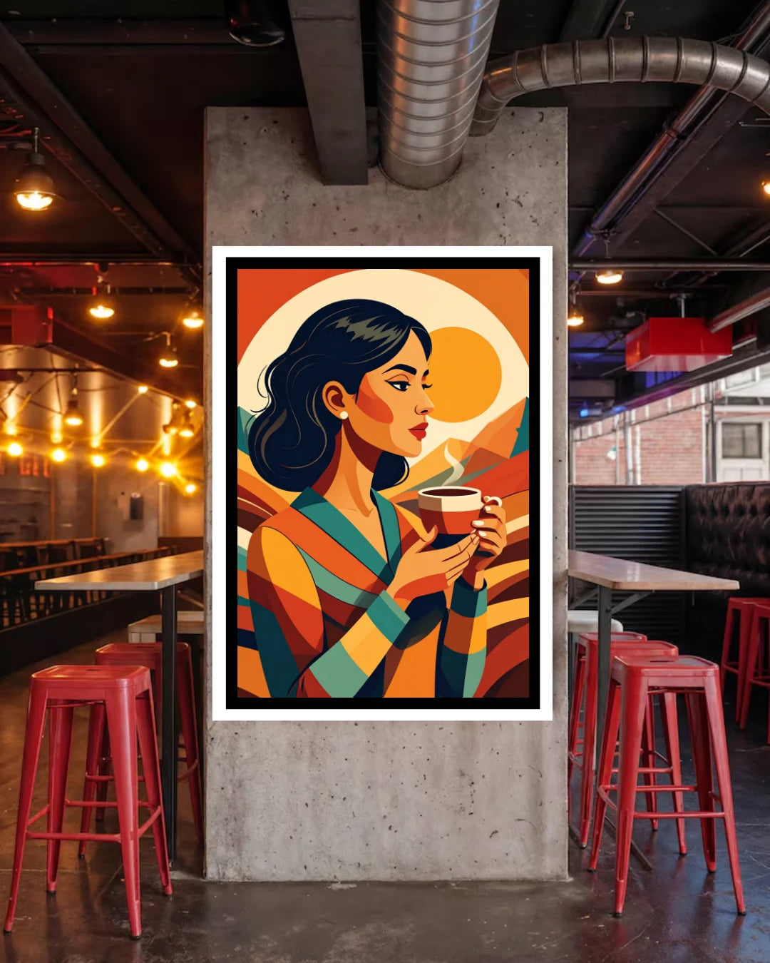 Abstract figurative canvas wall art in stylish room