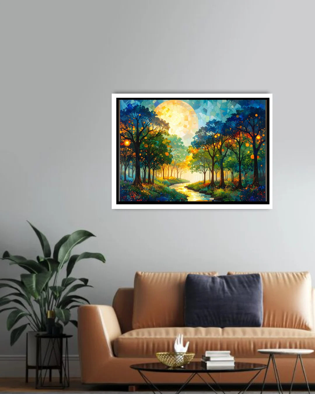 Abstract forest path canvas wall art in living room