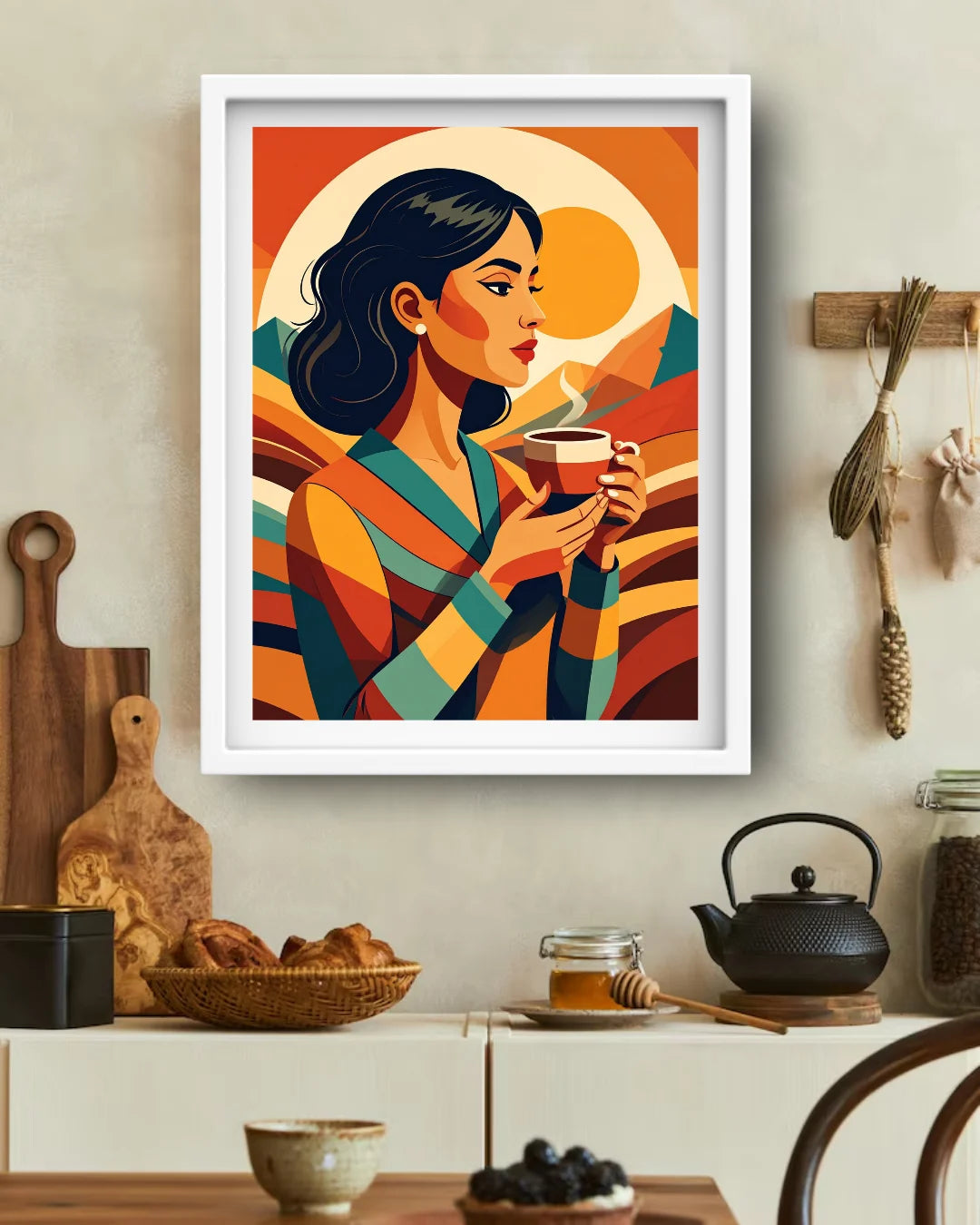 Abstract portrait wall art in modern home decor