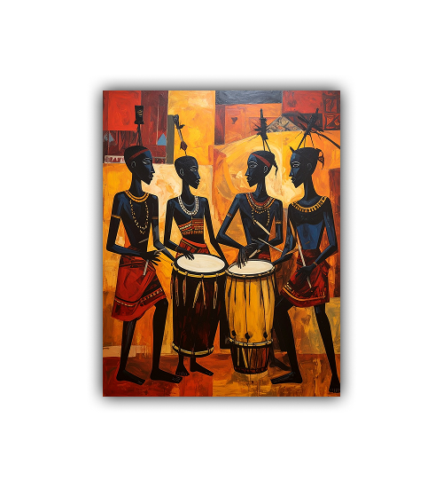 Handcrafted style tribal folk art wall painting Indian culture