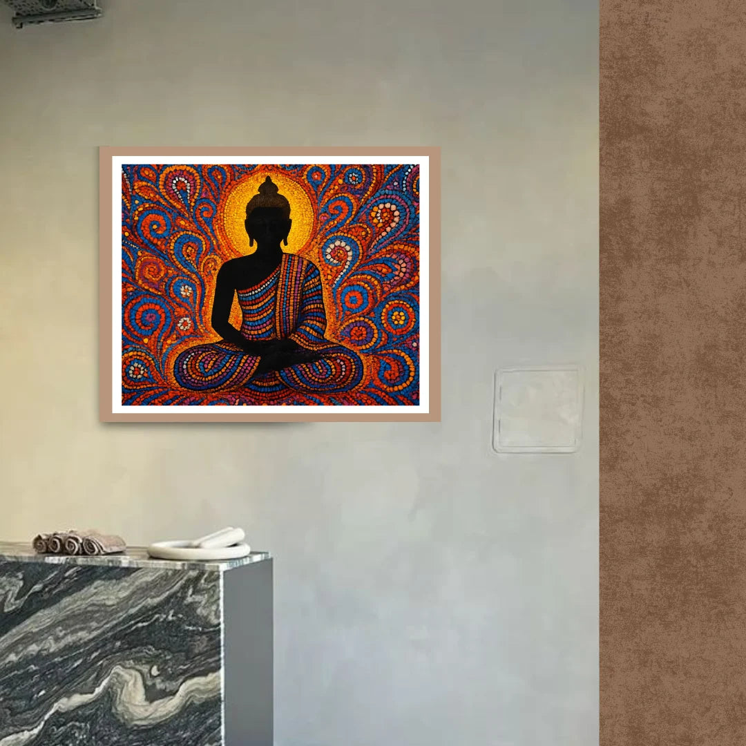 Spiritual Buddha mandala painting for meditation room wall decor