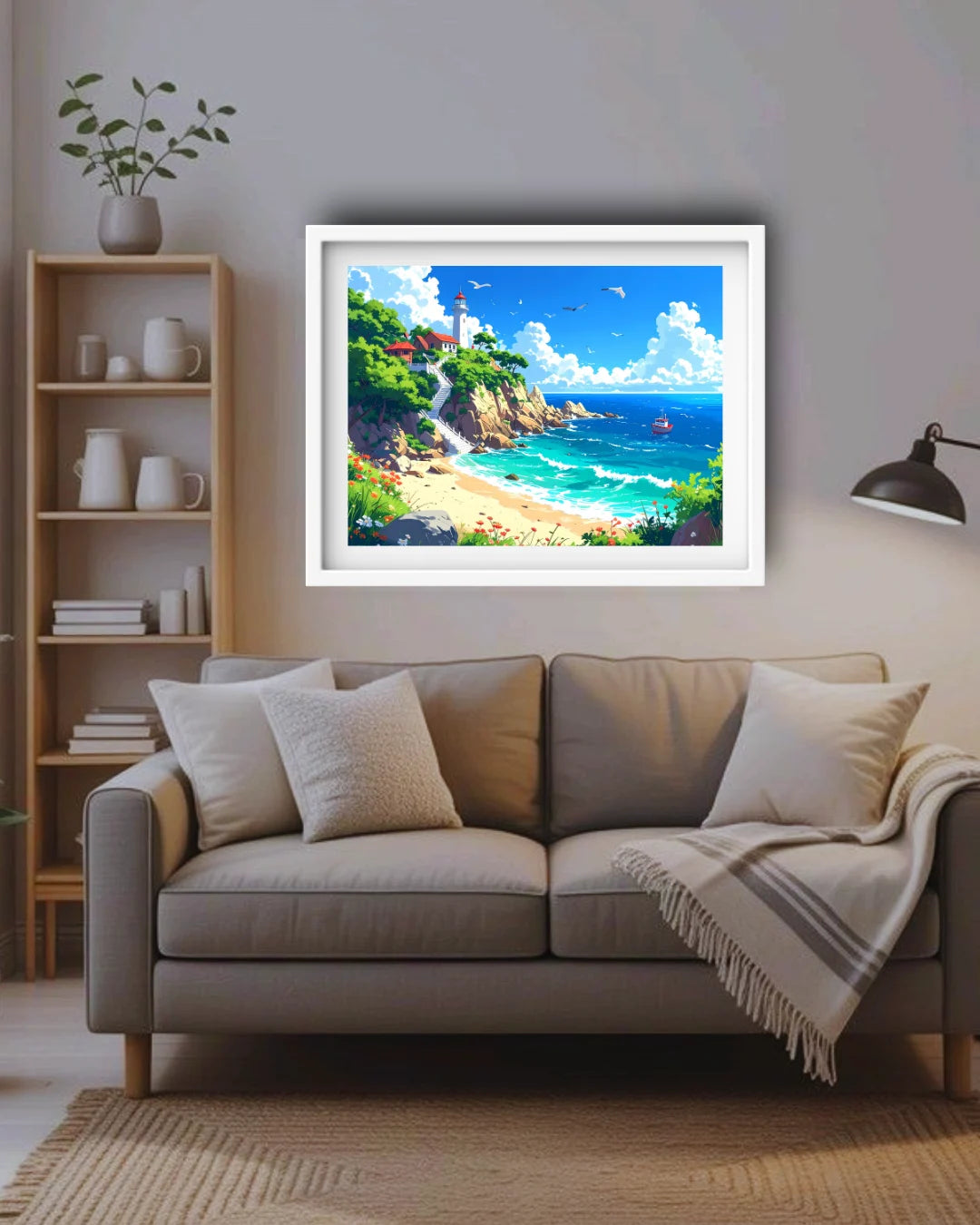 Scenic tropical shore landscape canvas wall art
