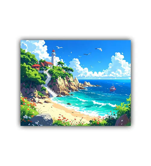 Tropical beach seascape canvas wall art painting