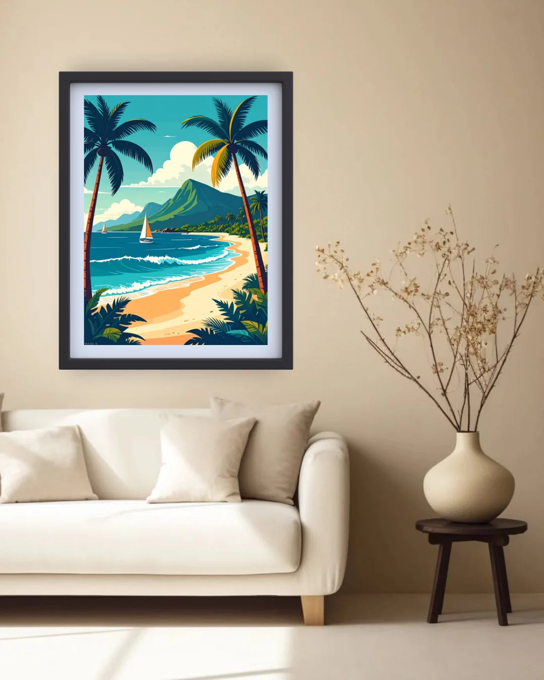 Tropical beach path canvas wall art