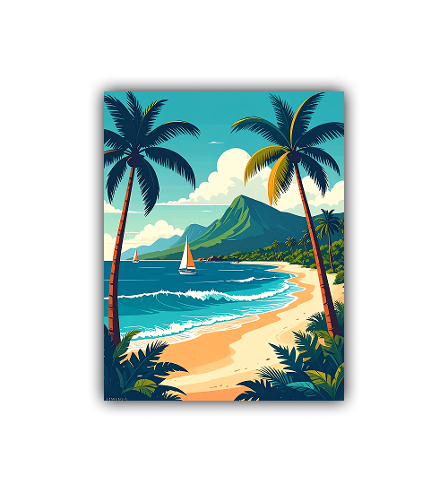 Palm beach seascape canvas wall art painting