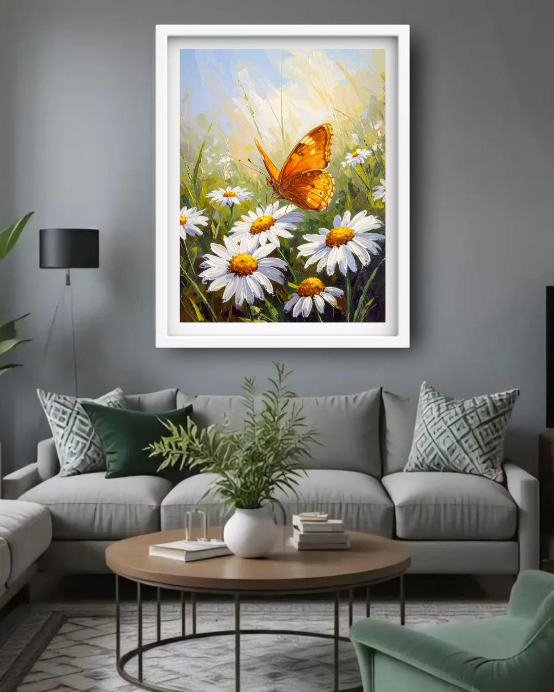 Butterfly Bliss: Daisy Meadow Delights - Wall Art Canvas WallArtVibes