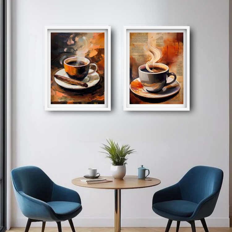 Coffee Cup - Set Of 2 - Wall Art Canvas WallArtVibes