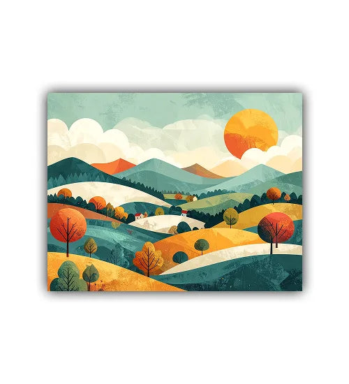 Colorful abstract rolling hills landscape canvas wall art