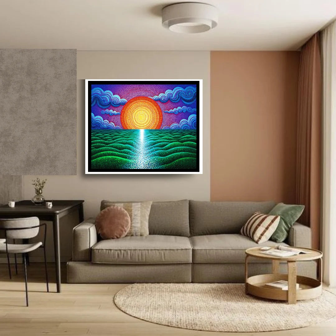 Colorful sunset sea wall art for elegant living room decor