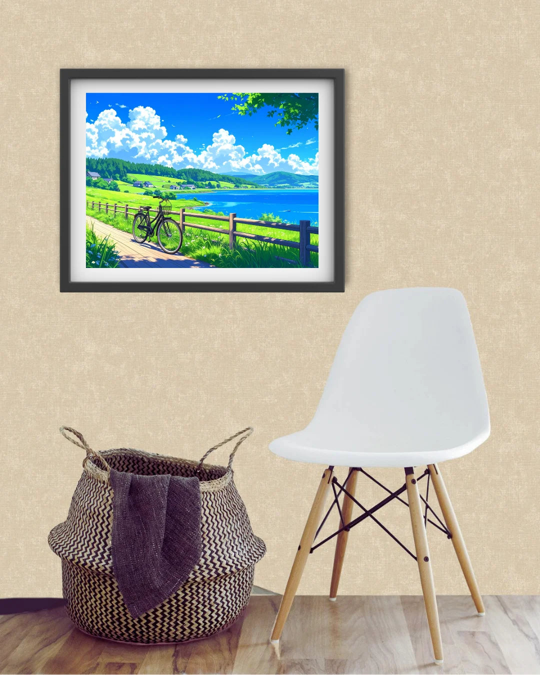 Nature countryside bicycle landscape canvas wall art