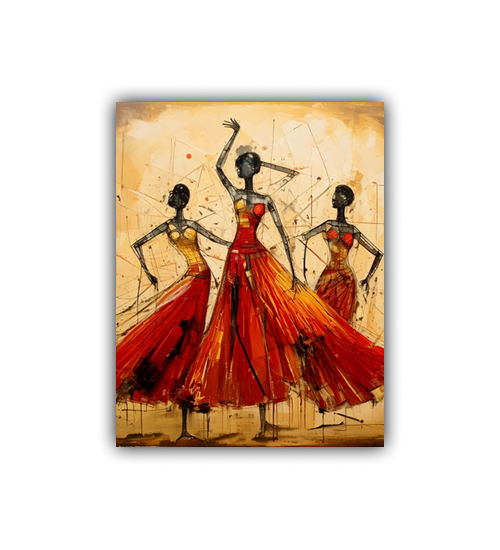 Indian traditional dancers figurative wall art painting