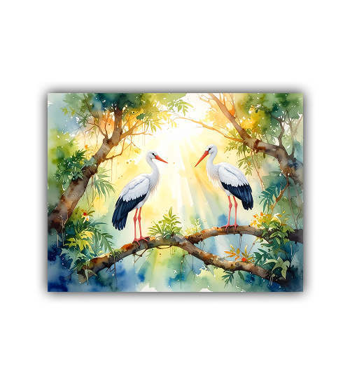 Sunlit Serenity with Cranes