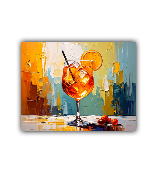 Vibrant Orange Cocktail Glass Art Print - Contemporary Kitchen Wall Decor