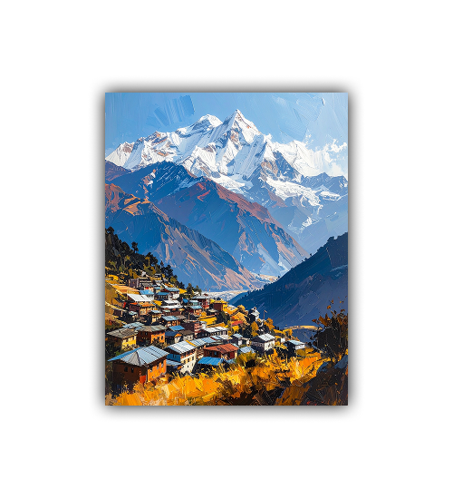 Life in the Laps of the Mountains Wall Art Paintings