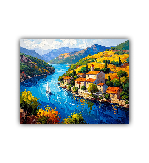 Riverside Village Charm – Wall Art Canvas