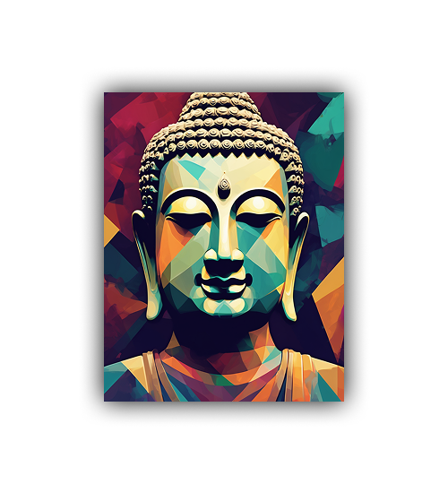 Geometric Buddha Pop Art - Modern Spiritual Canvas Painting
