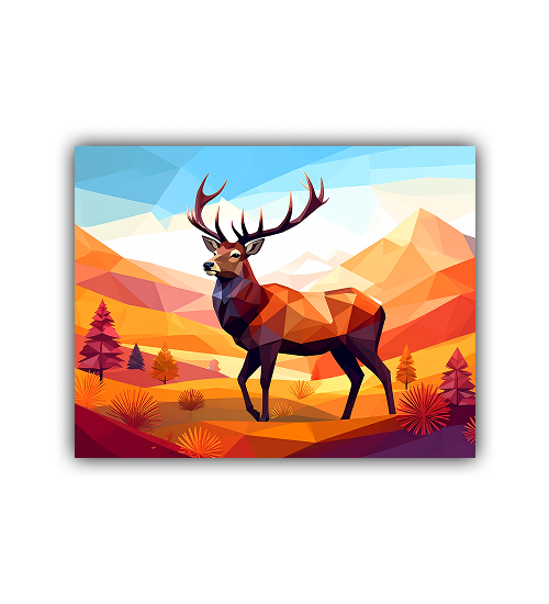 Vibrant Geometric Deer Nature - Wall Art Canvas