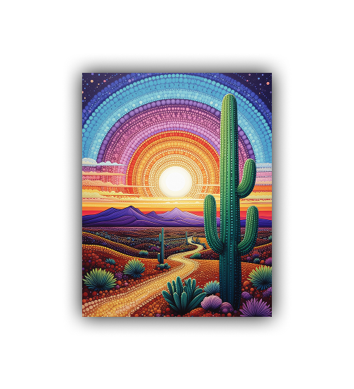 Cactus Dreamscape: Sunset Road - Wall Art Canvas