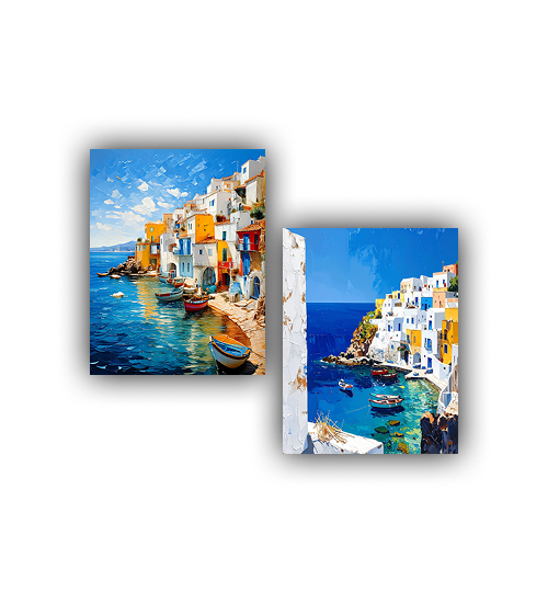 Coastal Village - Set Of 2 – Wall Art Canvas