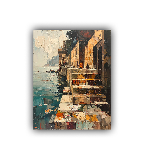 Textured Ghats: Morning by the River