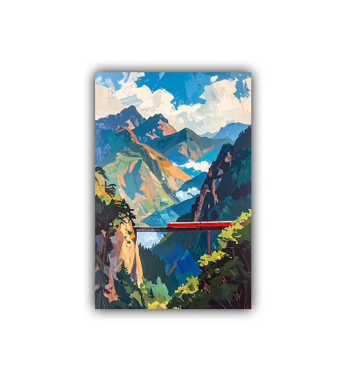 Mountain Valley Adventure Canvas Art - Modern Travel Wall Art