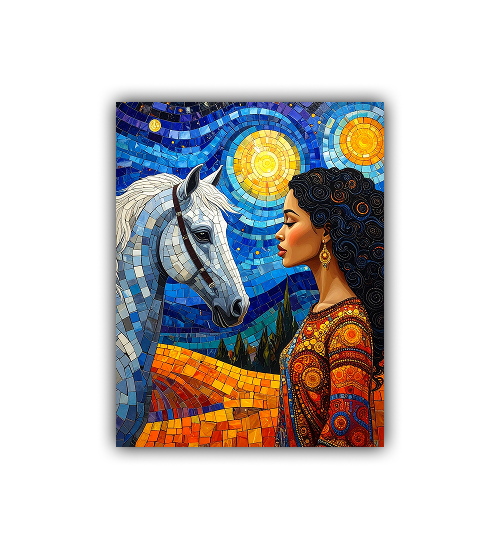 Mystic Woman and Horse Modern - Wall Art Canvas