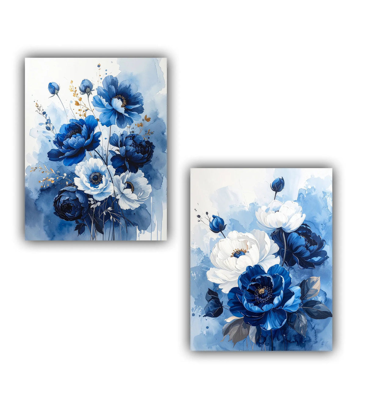 Blue Floral Wall Art Set - Wall Art Canvas WallArtVibes