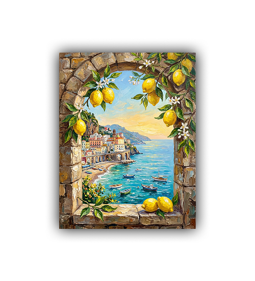 Lemon arch ocean view canvas artwork