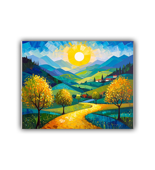 Abstract Sunny Hills Landscape - Wall Art Canvas