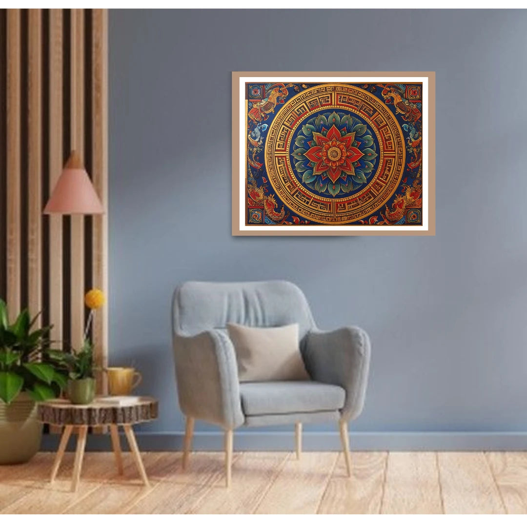 Spiritual mandala wall art painting for peaceful home interior